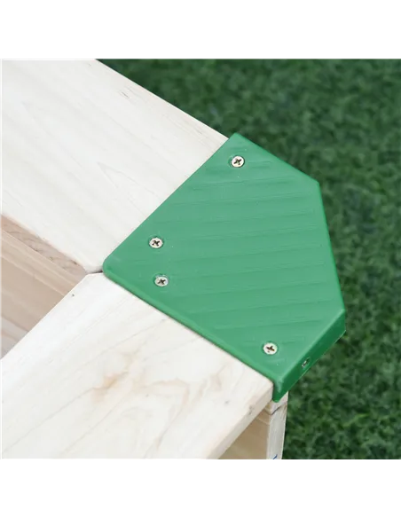 Outsunny Kids Wooden Sand Pit Sandbox Children Square Outdoor Playset Adjustable Canopy Bench Seat 120x120x120cm