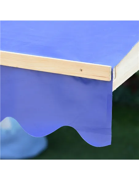 Outsunny Kids Wooden Sand Pit Sandbox Children Square Outdoor Playset Adjustable Canopy Bench Seat 120x120x120cm