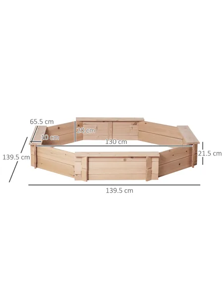 Outsunny Kids Wooden Sand Pit Children Sandbox with Cover Outdoor Playset for Backyard for 3-8 years 139.5 x 139.5 x 21.5 cm