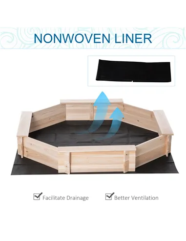 Outsunny Kids Wooden Sand Pit Children Sandbox with Cover Outdoor Playset for Backyard for 3-8 years 139.5 x 139.5 x 21.5 cm