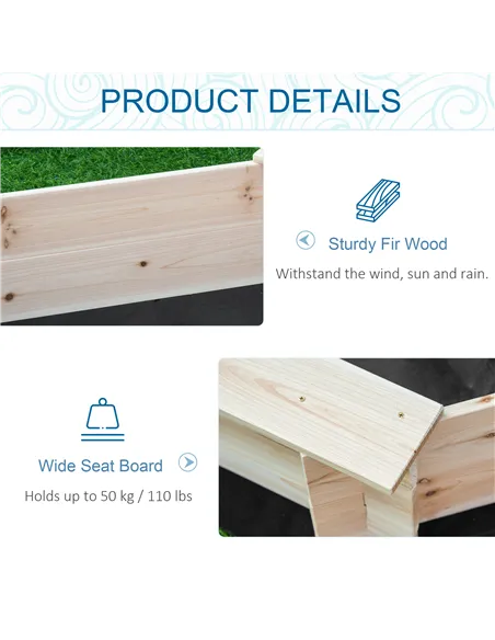 Outsunny Kids Wooden Sand Pit Children Sandbox with Cover Outdoor Playset for Backyard for 3-8 years 139.5 x 139.5 x 21.5 cm