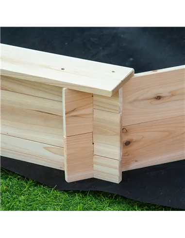 Outsunny Kids Wooden Sand Pit Children Sandbox with Cover Outdoor Playset for Backyard for 3-8 years 139.5 x 139.5 x 21.5 cm
