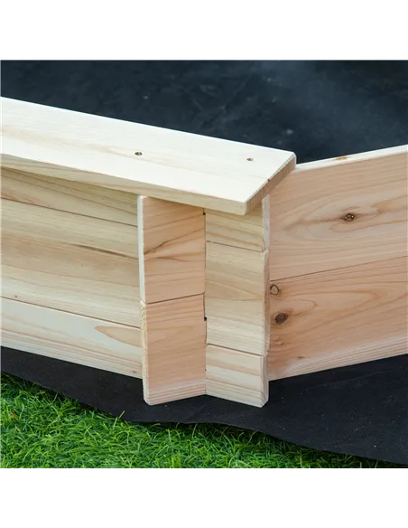 Outsunny Kids Wooden Sand Pit Children Sandbox with Cover Outdoor Playset for Backyard for 3-8 years 139.5 x 139.5 x 21.5 cm