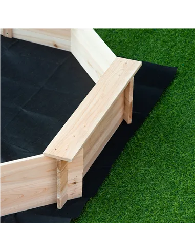 Outsunny Kids Wooden Sand Pit Children Sandbox with Cover Outdoor Playset for Backyard for 3-8 years 139.5 x 139.5 x 21.5 cm