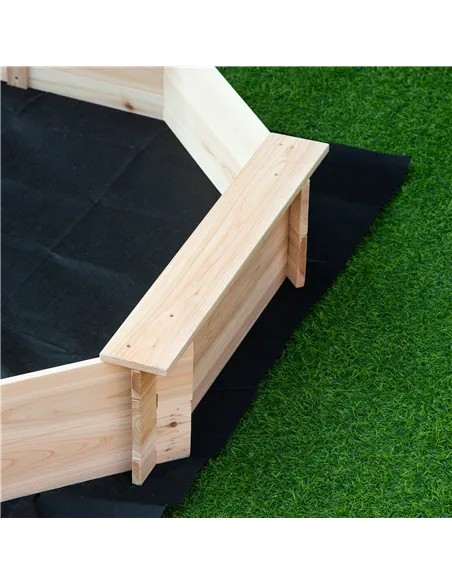 Outsunny Kids Wooden Sand Pit Children Sandbox with Cover Outdoor Playset for Backyard for 3-8 years 139.5 x 139.5 x 21.5 cm