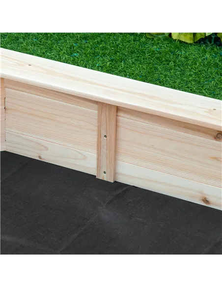 Outsunny Kids Wooden Sand Pit Children Sandbox with Cover Outdoor Playset for Backyard for 3-8 years 139.5 x 139.5 x 21.5 cm