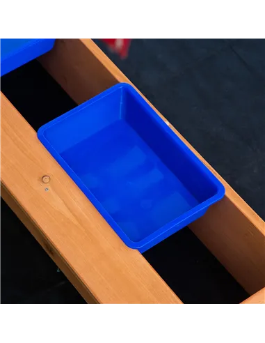 Outsunny Sand Pit Kids Wooden Sandbox with Cover Children Sandpit Play Station Height Adjustable with Canopy, Bottom Liner, Plas