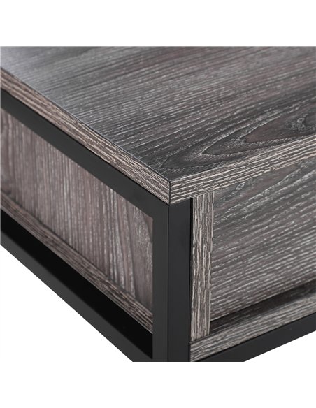 HOMCOM Console Table Worktop Bottom Shelf Home Two Drawer Industrial Minimal Style Grey Wood Tone Effect