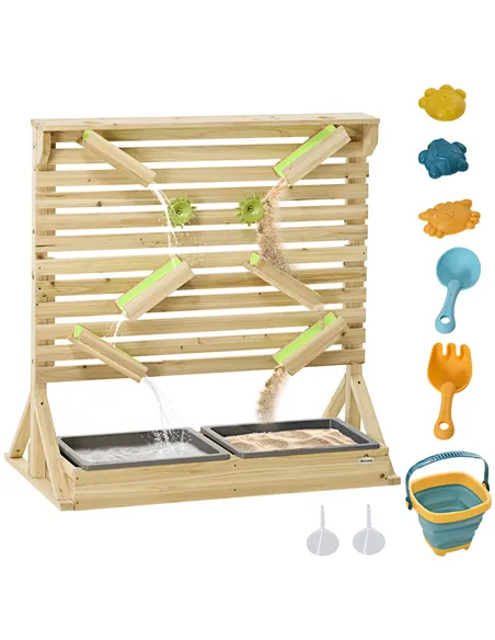 Outsunny Outdoor Kids Running Water and Sand Playset, with 18 Accessories