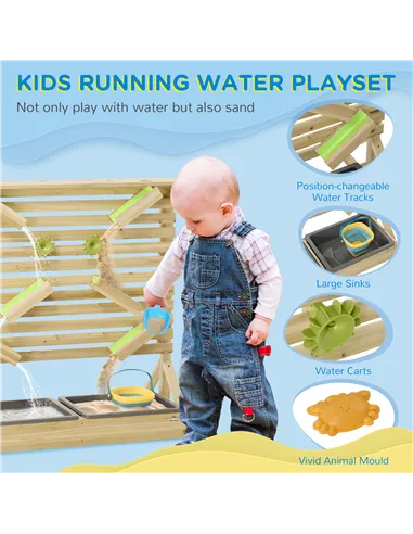 Outsunny Outdoor Kids Running Water and Sand Playset, with 18 Accessories