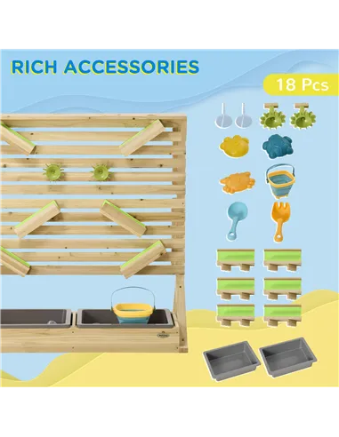 Outsunny Outdoor Kids Running Water and Sand Playset, with 18 Accessories