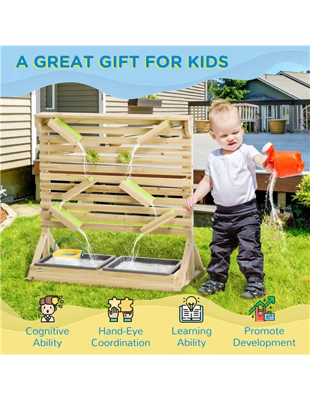 Outsunny Outdoor Kids Running Water and Sand Playset, with 18 Accessories
