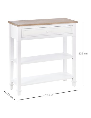 HOMCOM Console Table Hallway Side Desk 1 Drawer 2 Shelves Worktop Handle Retro Elegant Style Home Display Storage for Bedroom Li