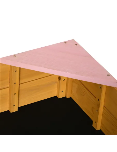 Outsunny Kids Wooden Sand Pit, Children Sandbox, with Four Seats, Non-Woven Fabric, for Gardens, Playgrounds