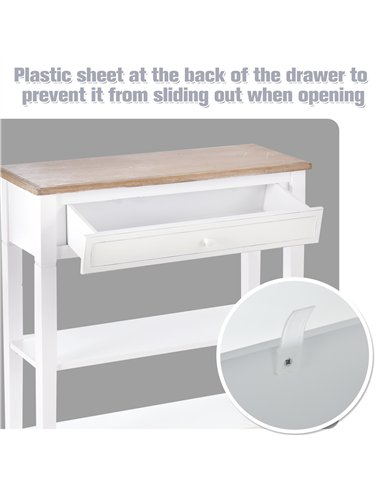 HOMCOM Console Table Hallway Side Desk 1 Drawer 2 Shelves Worktop Handle Retro Elegant Style Home Display Storage for Bedroom Li