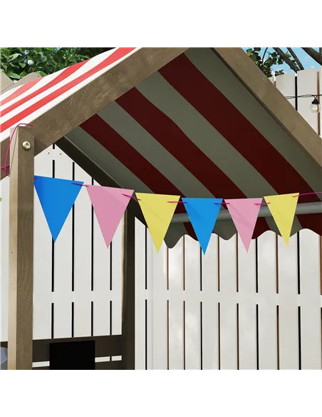 Outsunny House-Designed Wooden Sandbox, Outdoor Sandpit, with Blackboard, Toys, Sink, Seats, Flags, for Ages 3-7 Years - Grey