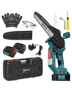 Outsunny Mini Chainsaw Cordless, 8 Inch Electric Chainsaw with 2 x 4000mAh Batteries, Brushless Motor and Safety Lock for Tree T
