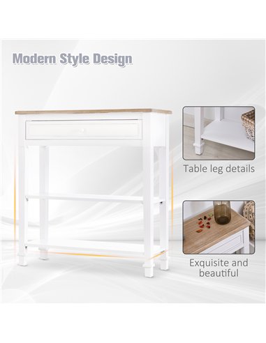 HOMCOM Console Table Hallway Side Desk 1 Drawer 2 Shelves Worktop Handle Retro Elegant Style Home Display Storage for Bedroom Li