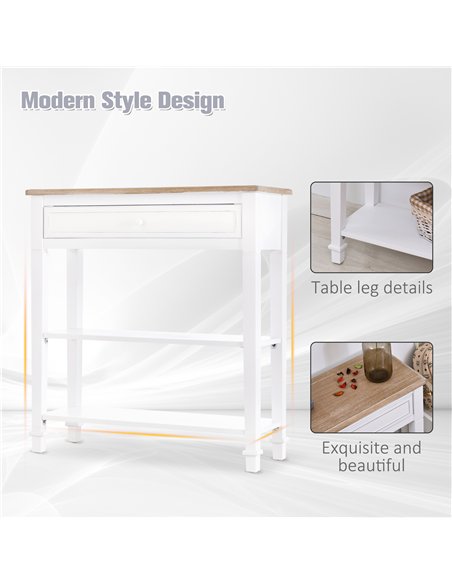 HOMCOM Console Table Hallway Side Desk 1 Drawer 2 Shelves Worktop Handle Retro Elegant Style Home Display Storage for Bedroom Li