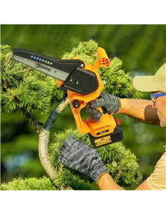 Outsunny Mini Chainsaw Cordless, 8 Inch Electric Chainsaw with 2 x 4000mAh Batteries, Brushless Motor and Safety Lock for Tree T 2