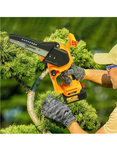 Outsunny Mini Chainsaw Cordless, 8 Inch Electric Chainsaw with 2 x 4000mAh Batteries, Brushless Motor and Safety Lock for Tree T
