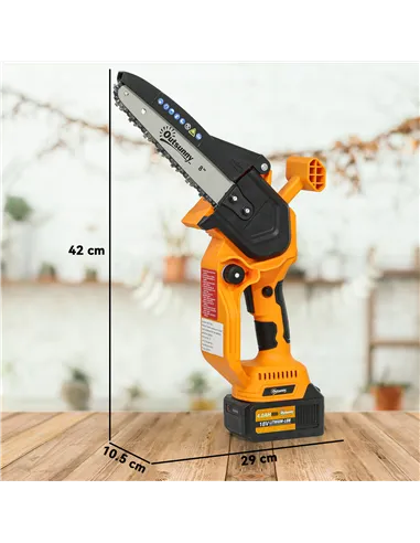Outsunny Mini Chainsaw Cordless, 8 Inch Electric Chainsaw with 2 x 4000mAh Batteries, Brushless Motor and Safety Lock for Tree T