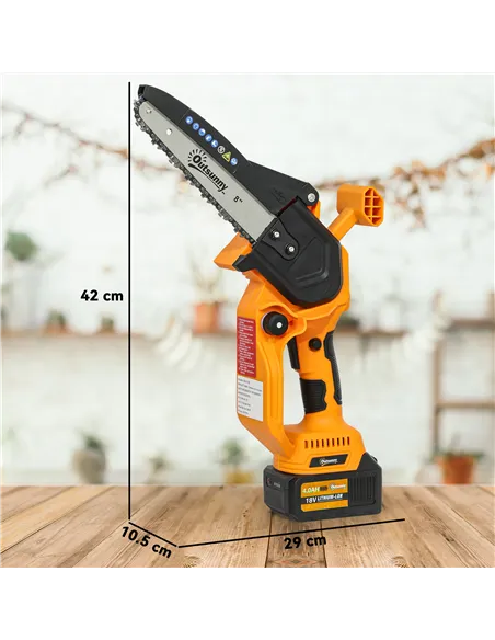 Outsunny Mini Chainsaw Cordless, 8 Inch Electric Chainsaw with 2 x 4000mAh Batteries, Brushless Motor and Safety Lock for Tree T