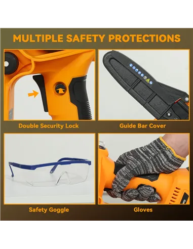 Outsunny Mini Chainsaw Cordless, 8 Inch Electric Chainsaw with 2 x 4000mAh Batteries, Brushless Motor and Safety Lock for Tree T