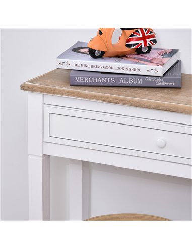 HOMCOM Console Table Hallway Side Desk 1 Drawer 2 Shelves Worktop Handle Retro Elegant Style Home Display Storage for Bedroom Li