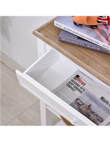 HOMCOM Console Table Hallway Side Desk 1 Drawer 2 Shelves Worktop Handle Retro Elegant Style Home Display Storage for Bedroom Li