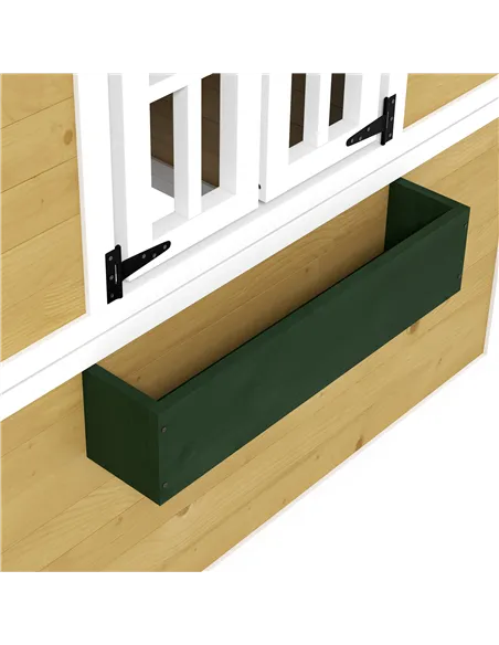 Outsunny Wooden Playhouse with Doors, Windows, Plant Pots, Boxes, for 3-8 Years - Beige