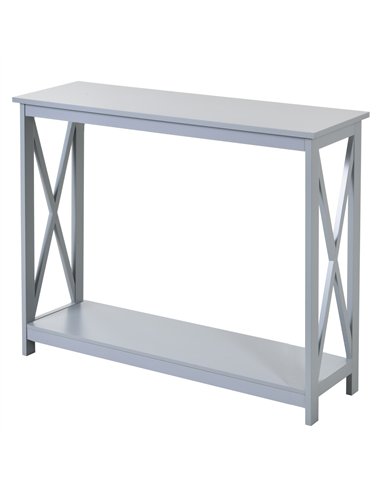 HOMCOM Console Table Hallway Desk w/Storage Shelf, X Design for Living Room Entryway, Grey