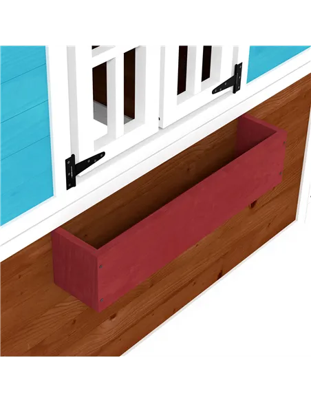 Outsunny Wooden Playhouse with Doors, Windows, Plant Pots, Boxes, for 3-8 Years - Dark Brown