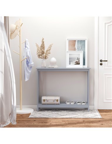 HOMCOM Console Table Hallway Desk w/Storage Shelf, X Design for Living Room Entryway, Grey