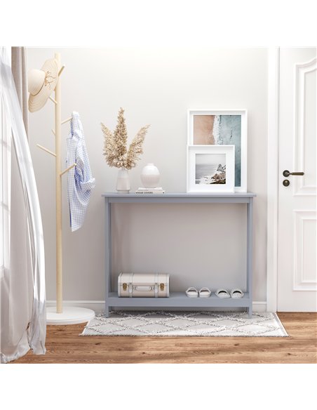 HOMCOM Console Table Hallway Desk w/Storage Shelf, X Design for Living Room Entryway, Grey