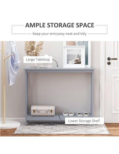HOMCOM Console Table Hallway Desk w/Storage Shelf, X Design for Living Room Entryway, Grey