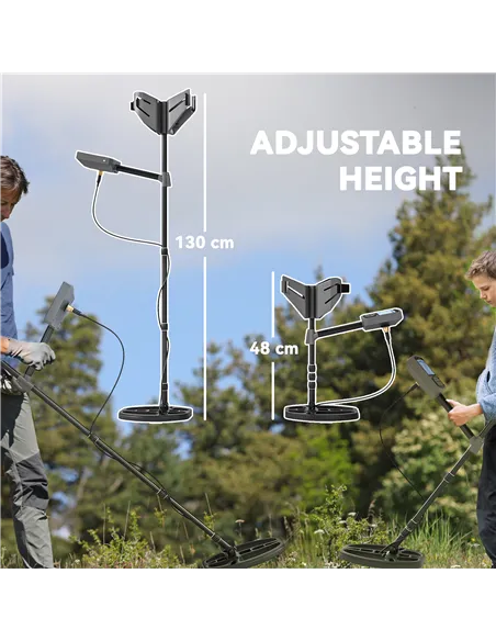 Outsunny Metal Detector for Adults and Beginners, Gold Detector with Higher Accuracy IP68 Waterproof Coil, 5 Professional Modes 