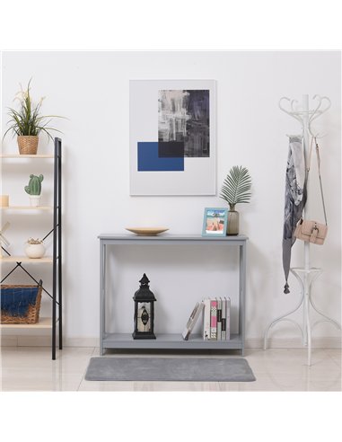 HOMCOM Console Table Hallway Desk w/Storage Shelf, X Design for Living Room Entryway, Grey