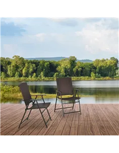 Outsunny Set of Two Folding Rattan Seat Chairs - Brown 2