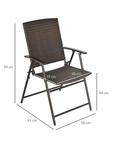 Outsunny Set of Two Folding Rattan Seat Chairs - Brown