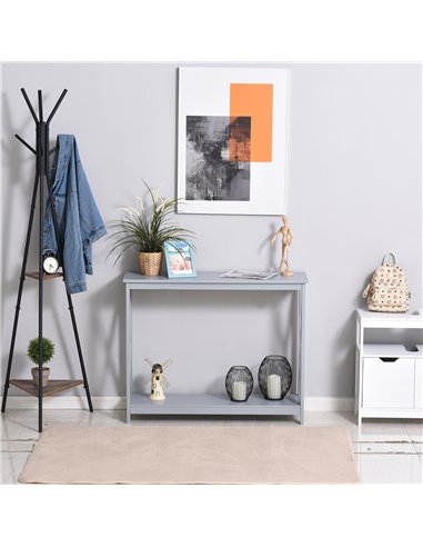 HOMCOM Console Table Hallway Desk w/Storage Shelf, X Design for Living Room Entryway, Grey