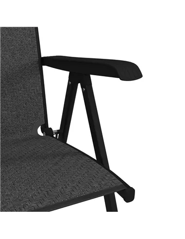 Outsunny Set of Two Folding Garden Chairs, with Seven-Position Adjustable Backs - Grey