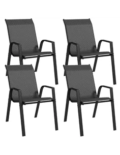 Outsunny Four-Piece Stacking Rattan Garden Seat Set - Grey