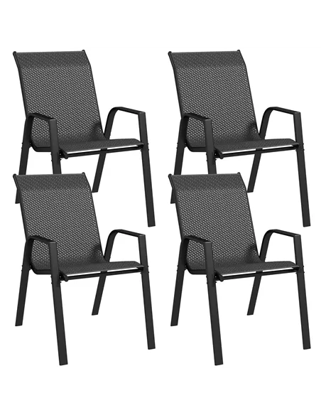 Outsunny Four-Piece Stacking Rattan Garden Seat Set - Grey