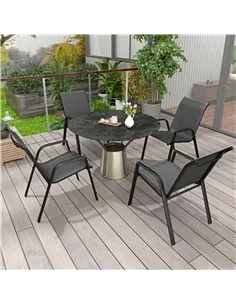 Outsunny Four-Piece Stacking Rattan Garden Seat Set - Grey 2