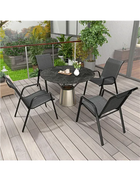 Outsunny Four-Piece Stacking Rattan Garden Seat Set - Grey