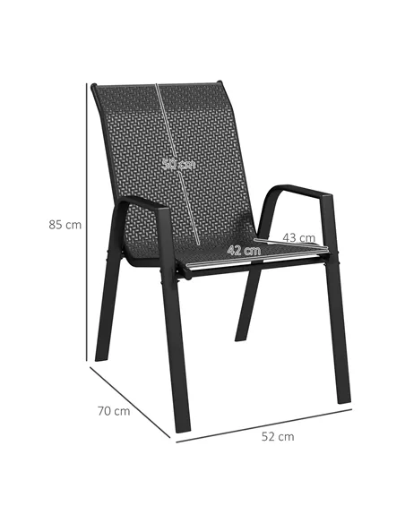 Outsunny Four-Piece Stacking Rattan Garden Seat Set - Grey