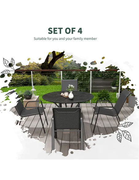 Outsunny Four-Piece Stacking Rattan Garden Seat Set - Grey