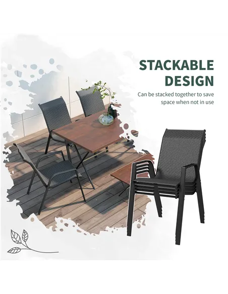 Outsunny Four-Piece Stacking Rattan Garden Seat Set - Grey