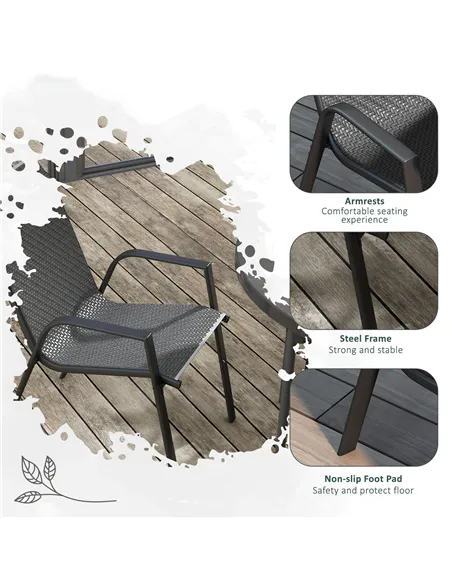 Outsunny Four-Piece Stacking Rattan Garden Seat Set - Grey